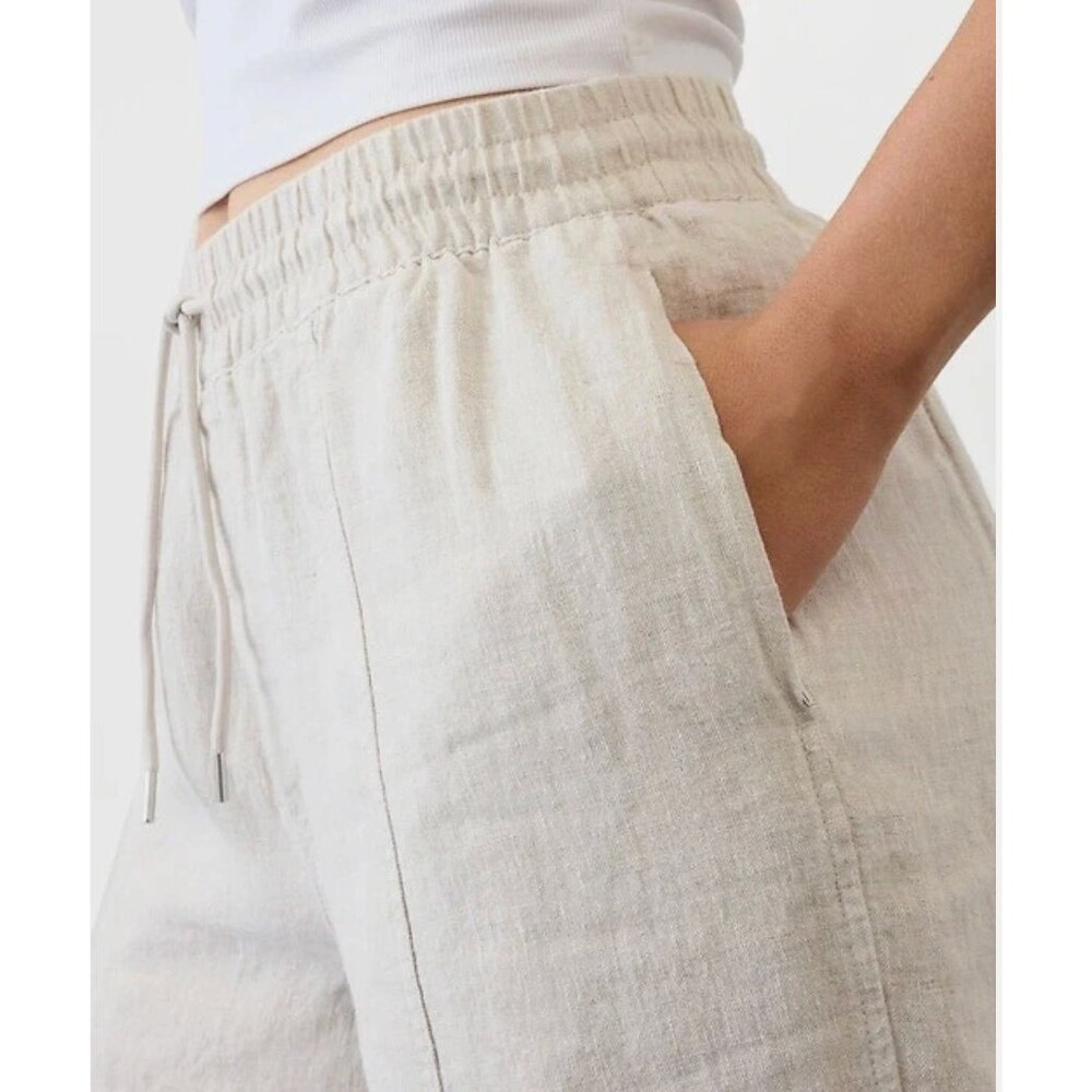 Athleta XS Retreat Linen High Rise Ankle Pants Relaxed White Summer Pants - Picture 3 of 13